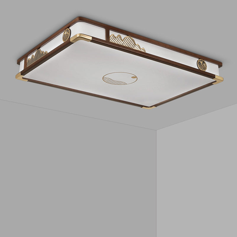 Traditionelle chinesische runde plissierte Eisen PVC LED Unterputz-Deckenleuchte für Wohnzimmer 