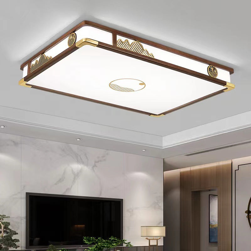 Traditionelle chinesische runde plissierte Eisen PVC LED Unterputz-Deckenleuchte für Wohnzimmer 
