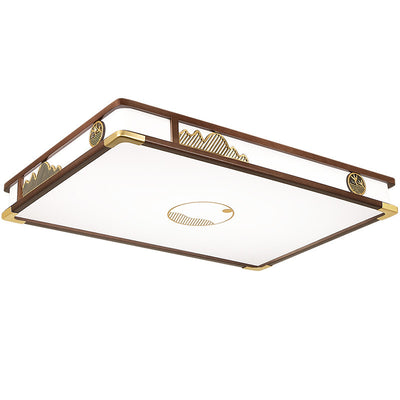 Traditionelle chinesische runde plissierte Eisen PVC LED Unterputz-Deckenleuchte für Wohnzimmer 