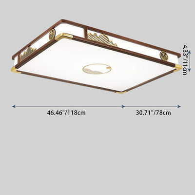 Traditionelle chinesische runde plissierte Eisen PVC LED Unterputz-Deckenleuchte für Wohnzimmer 