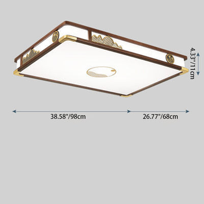 Traditionelle chinesische runde plissierte Eisen PVC LED Unterputz-Deckenleuchte für Wohnzimmer 