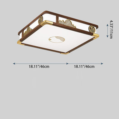 Traditionelle chinesische runde plissierte Eisen PVC LED Unterputz-Deckenleuchte für Wohnzimmer 