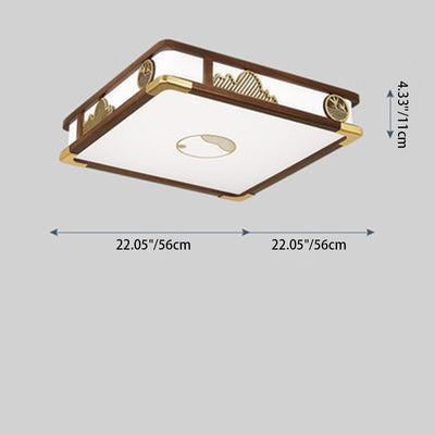 Traditionelle chinesische runde plissierte Eisen PVC LED Unterputz-Deckenleuchte für Wohnzimmer 