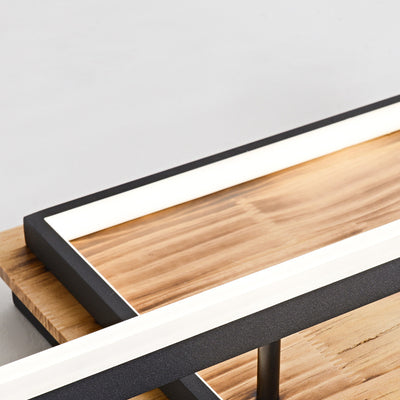 Contemporary Creative Combination Square Rectangular Wood Grain Aluminum Acrylic LED Semi-Flush Mount Ceiling Light For Living Room