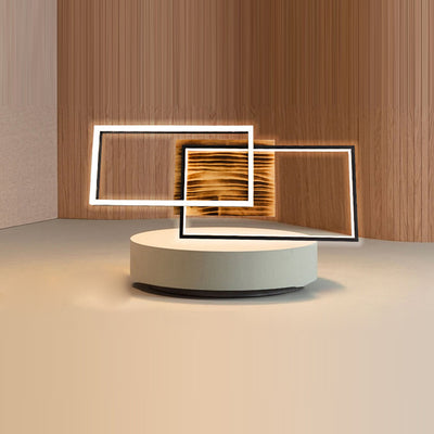Contemporary Creative Combination Square Rectangular Wood Grain Aluminum Acrylic LED Semi-Flush Mount Ceiling Light For Living Room