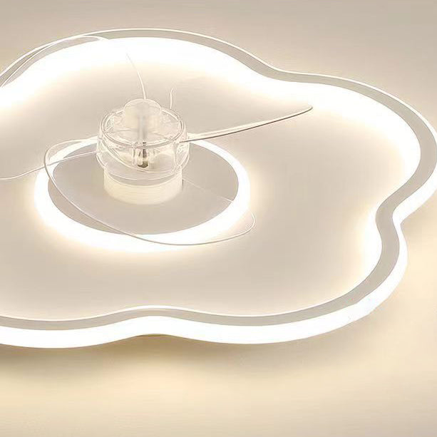 Moderner minimalistischer Deckenventilator mit Blumenform aus Eisen und Acryl mit LED-Deckenleuchte für das Schlafzimmer 