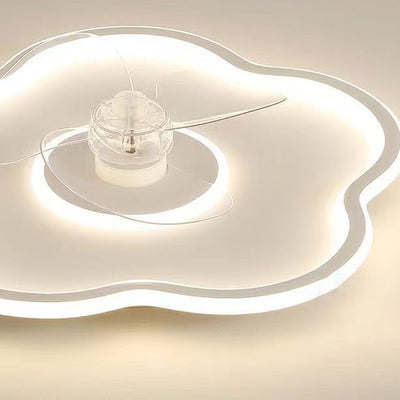 Ventilateur de plafond à LED en forme de fleur minimaliste moderne en fer et acrylique pour chambre 