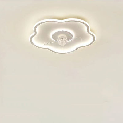 Ventilateur de plafond à LED en forme de fleur minimaliste moderne en fer et acrylique pour chambre 