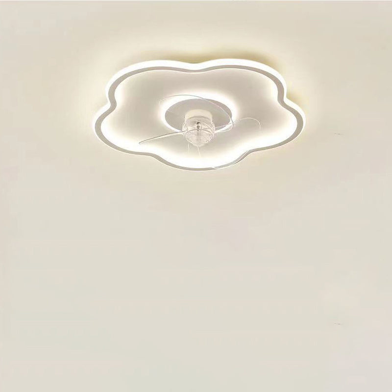 Ventilateur de plafond à LED en forme de fleur minimaliste moderne en fer et acrylique pour chambre 