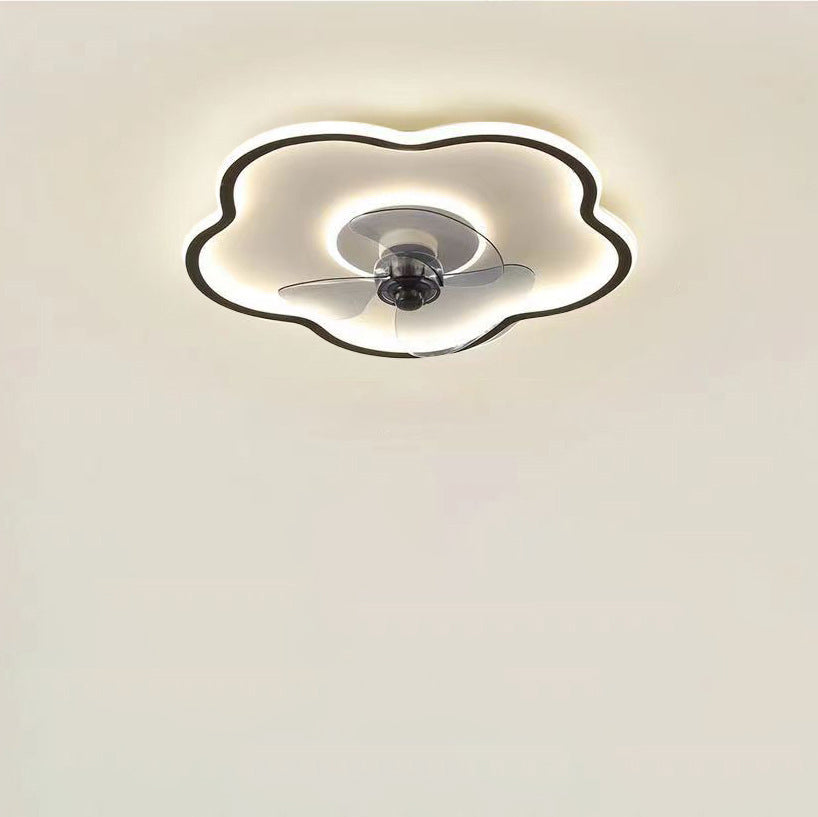 Moderner minimalistischer Deckenventilator mit Blumenform aus Eisen und Acryl mit LED-Deckenleuchte für das Schlafzimmer 