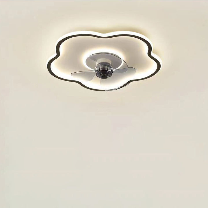 Moderner minimalistischer Deckenventilator mit Blumenform aus Eisen und Acryl mit LED-Deckenleuchte für das Schlafzimmer 