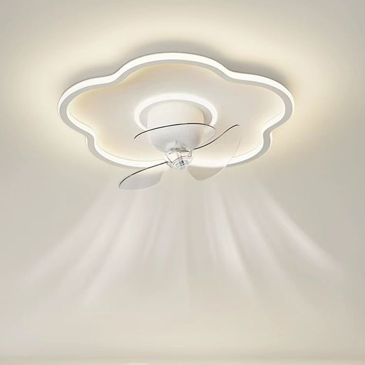 Moderner minimalistischer Deckenventilator mit Blumenform aus Eisen und Acryl mit LED-Deckenleuchte für das Schlafzimmer 