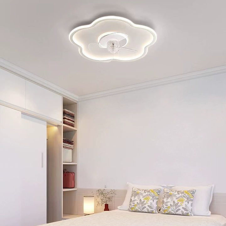 Moderner minimalistischer Deckenventilator mit Blumenform aus Eisen und Acryl mit LED-Deckenleuchte für das Schlafzimmer 