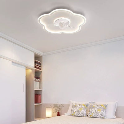 Ventilateur de plafond à LED en forme de fleur minimaliste moderne en fer et acrylique pour chambre 