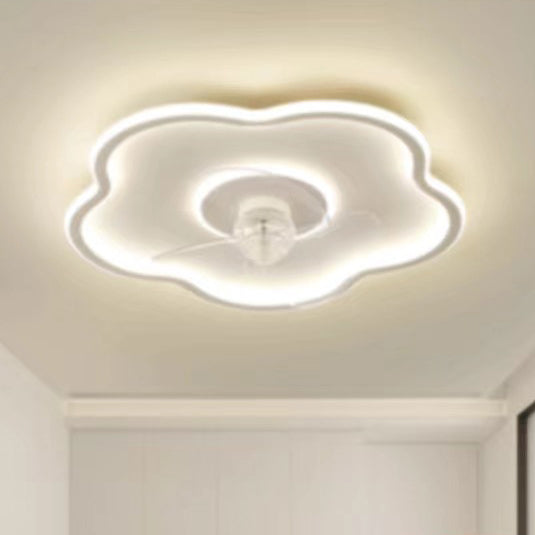 Ventilateur de plafond à LED en forme de fleur minimaliste moderne en fer et acrylique pour chambre 