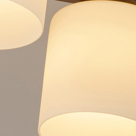 Traditional Chinese Branch Cylinder Round Glass Wood 5/8-Light Chandeliers For Living Room