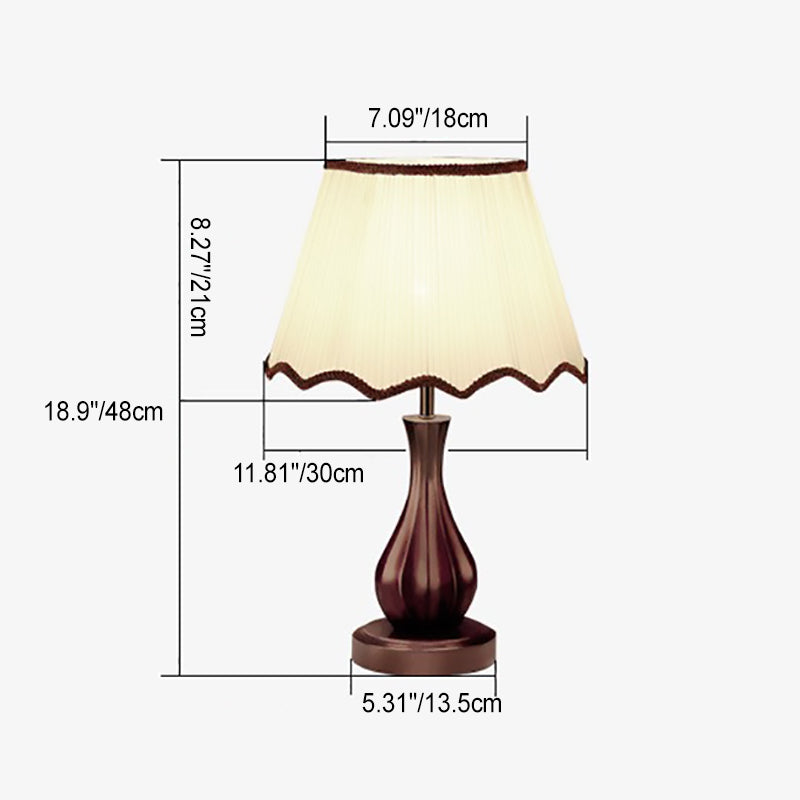Traditionelle Vintage-Trommelstoff-Holz-1-Licht-Tischlampe für das Wohnzimmer 