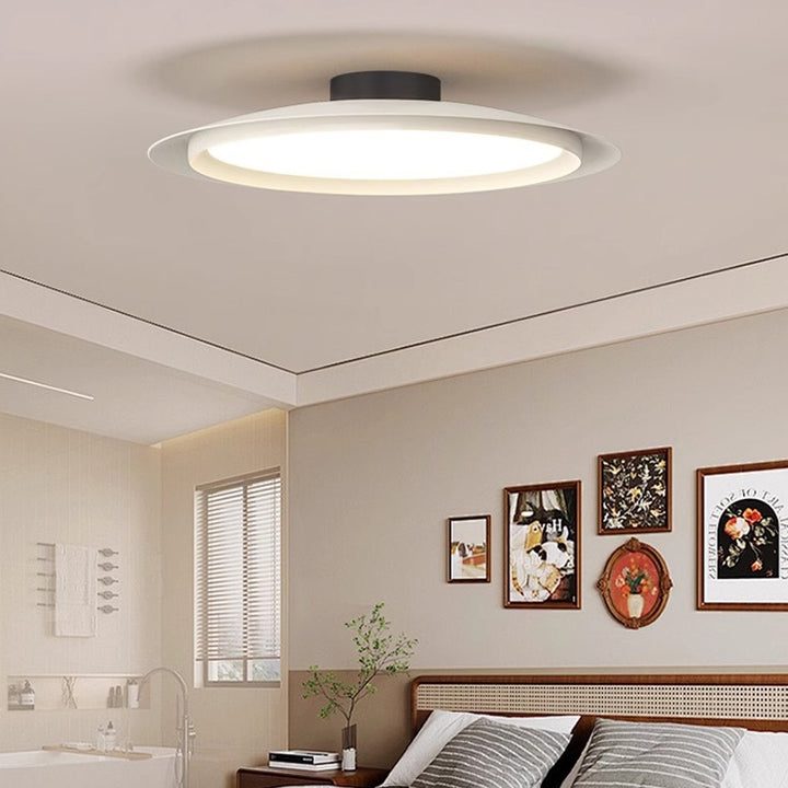 Traditionelle japanische Fischerhutform Eisen Acryl LED Deckenleuchte für das Wohnzimmer 