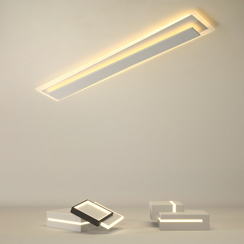 Plafonnier LED en fer acrylique à bande longue de simplicité moderne pour salon 
