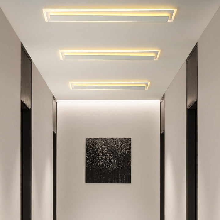 Plafonnier LED en fer acrylique à bande longue de simplicité moderne pour salon 
