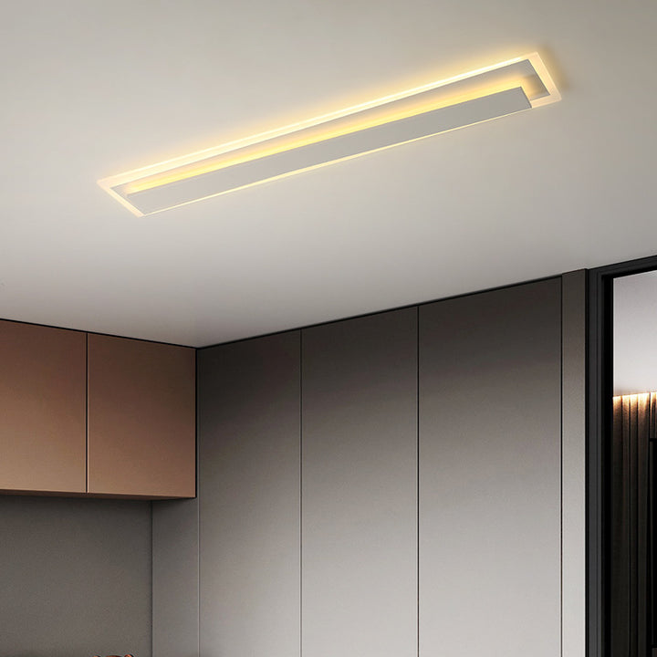 Plafonnier LED en fer acrylique à bande longue de simplicité moderne pour salon 