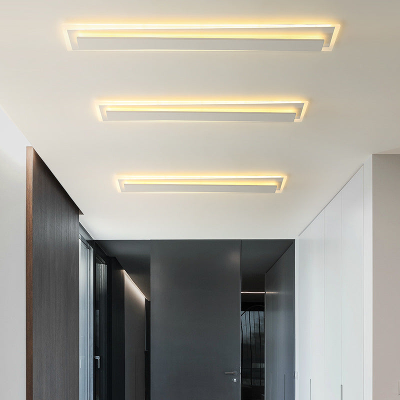 Plafonnier LED en fer acrylique à bande longue de simplicité moderne pour salon 