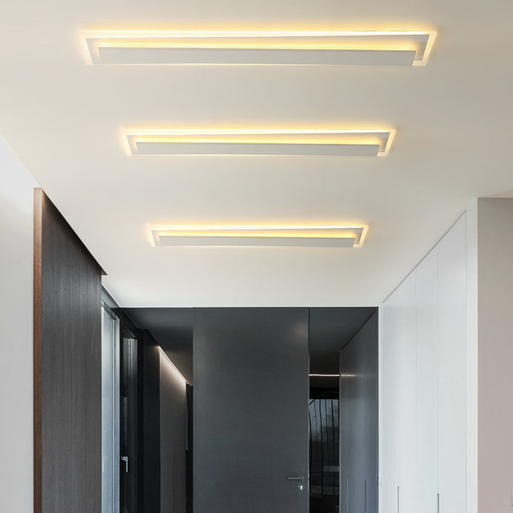 Plafonnier LED en fer acrylique à bande longue de simplicité moderne pour salon 