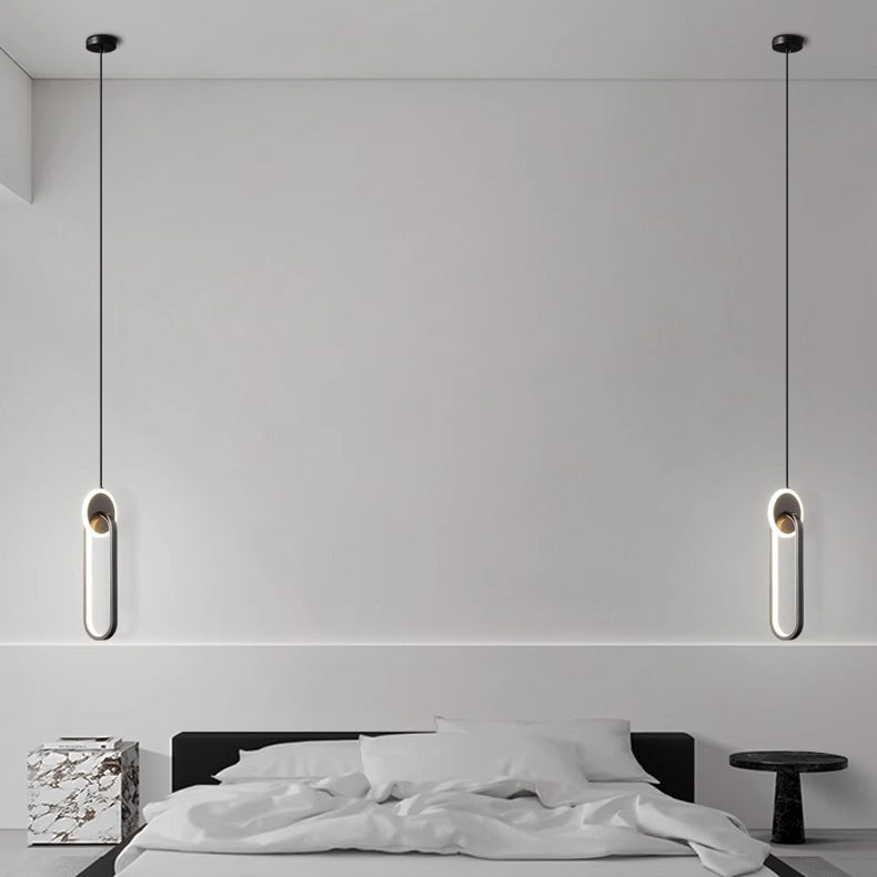 Moderne Luxus Oval Kupfer Ring Kristall Stein LED Anhänger Licht Für Wohnzimmer 