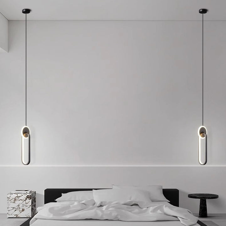 Moderne Luxus Oval Kupfer Ring Kristall Stein LED Anhänger Licht Für Wohnzimmer 
