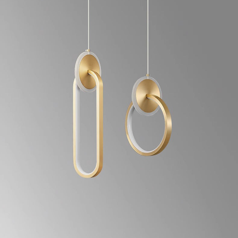 Moderne Luxus Oval Kupfer Ring Kristall Stein LED Anhänger Licht Für Wohnzimmer 