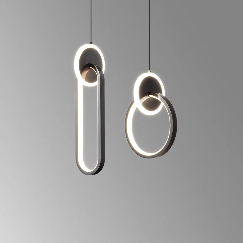 Moderne Luxus Oval Kupfer Ring Kristall Stein LED Anhänger Licht Für Wohnzimmer 