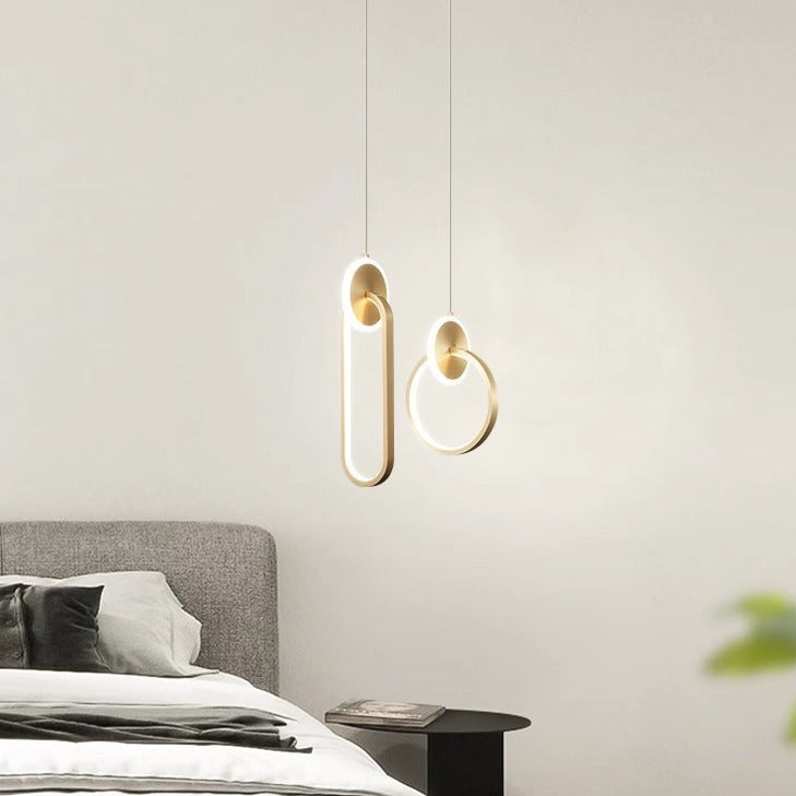 Moderne Luxus Oval Kupfer Ring Kristall Stein LED Anhänger Licht Für Wohnzimmer 