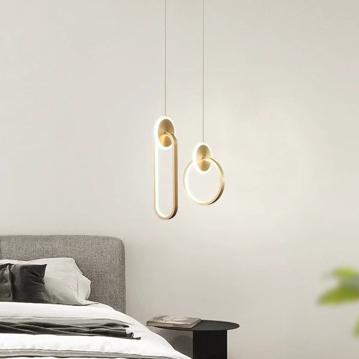 Moderne Luxus Oval Kupfer Ring Kristall Stein LED Anhänger Licht Für Wohnzimmer 