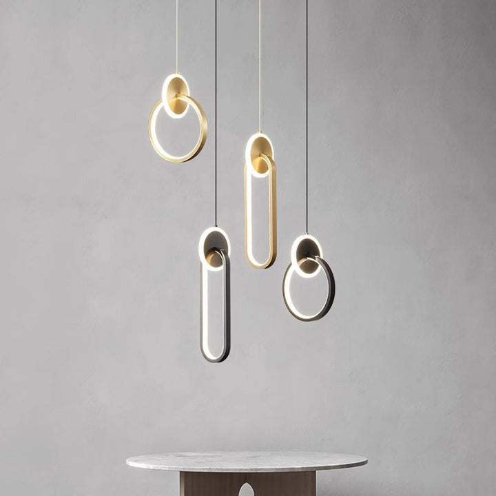 Moderne Luxus Oval Kupfer Ring Kristall Stein LED Anhänger Licht Für Wohnzimmer 