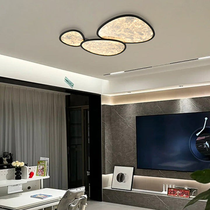 Combinaison Contemporaine de Nuages Créatifs Ovale Irrégulier en Aluminium et Acrylique LED Plafonnier Encastré pour Salon 