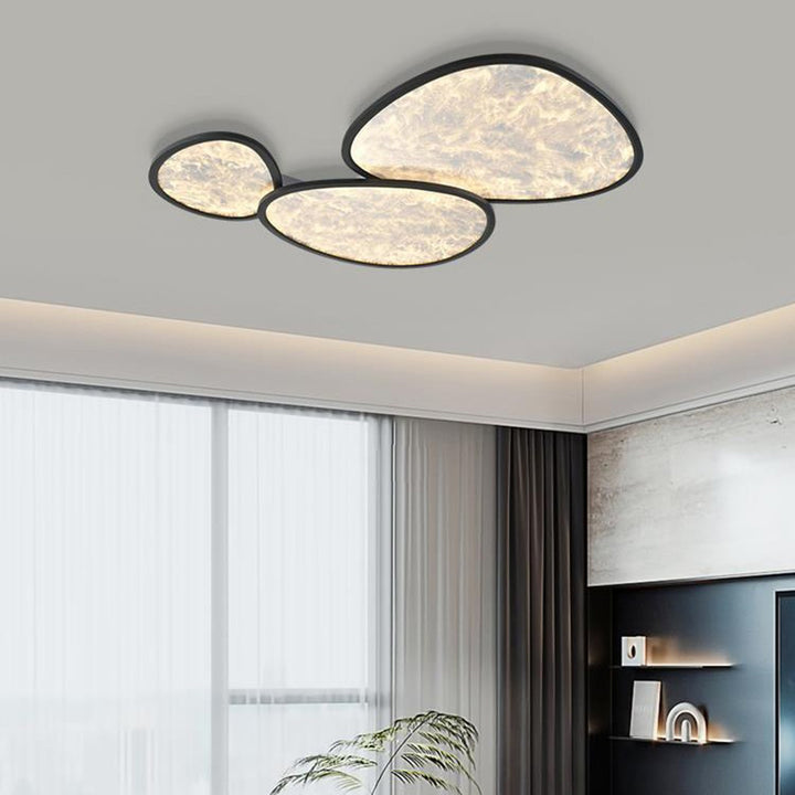 Combinaison Contemporaine de Nuages Créatifs Ovale Irrégulier en Aluminium et Acrylique LED Plafonnier Encastré pour Salon 