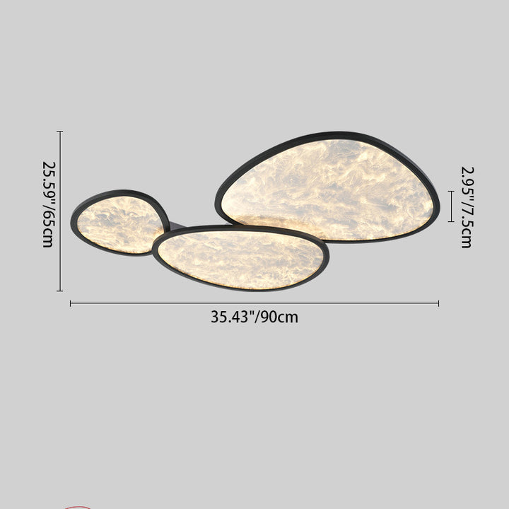 Combinaison Contemporaine de Nuages Créatifs Ovale Irrégulier en Aluminium et Acrylique LED Plafonnier Encastré pour Salon 
