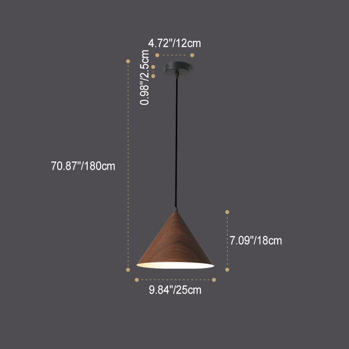 Suspension lumineuse contemporaine en fer effilé de couleur bois nordique moderne 1 lumière pour salon 