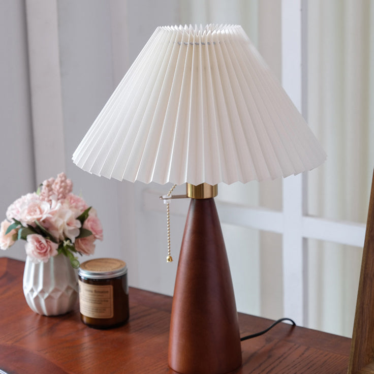 Lámpara de Mesa de 1 Luz de Madera con Imitación de Piel de Oveja de Lino de Champiñón Vintage Tradicional para Sala de Estar 