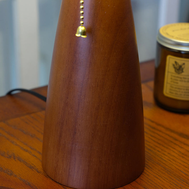 Lámpara de Mesa de 1 Luz de Madera con Imitación de Piel de Oveja de Lino de Champiñón Vintage Tradicional para Sala de Estar 