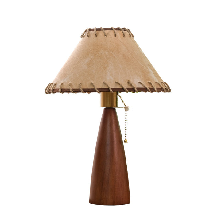 Lámpara de Mesa de 1 Luz de Madera con Imitación de Piel de Oveja de Lino de Champiñón Vintage Tradicional para Sala de Estar 