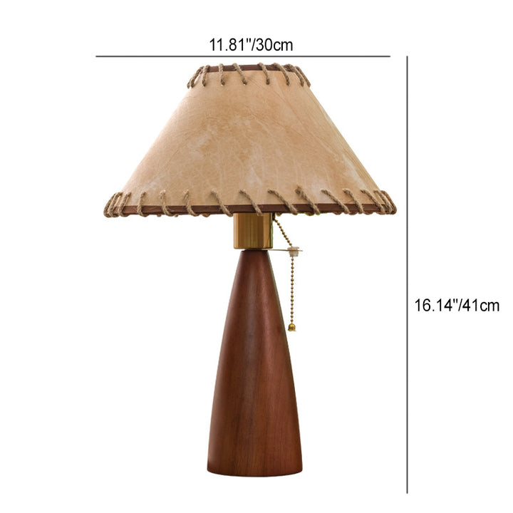 Lámpara de Mesa de 1 Luz de Madera con Imitación de Piel de Oveja de Lino de Champiñón Vintage Tradicional para Sala de Estar 
