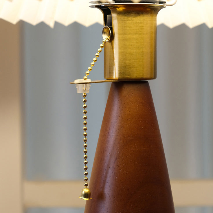 Lámpara de Mesa de 1 Luz de Madera con Imitación de Piel de Oveja de Lino de Champiñón Vintage Tradicional para Sala de Estar 