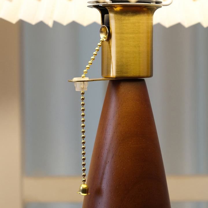 Lámpara de Mesa de 1 Luz de Madera con Imitación de Piel de Oveja de Lino de Champiñón Vintage Tradicional para Sala de Estar 