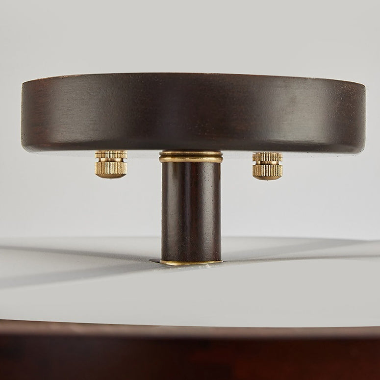 Pampilles chinoises traditionnelles rondes en bambou sculpté tissu bois laiton plafonnier semi-encastré 3/5 lumières pour salon 