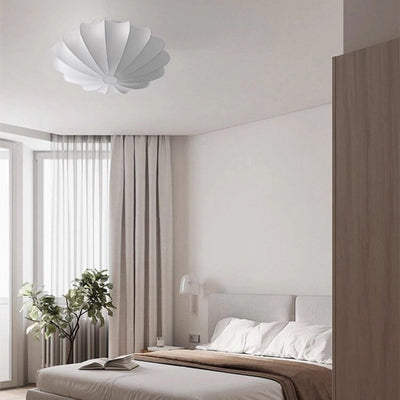 Traditional Japanese Dome Floral Artificial Silk Hardware 1/3-Light Semi-Flush Mount Ceiling Light For Living Room