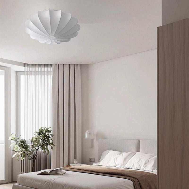 Traditional Japanese Dome Floral Artificial Silk Hardware 1/3-Light Semi-Flush Mount Ceiling Light For Living Room
