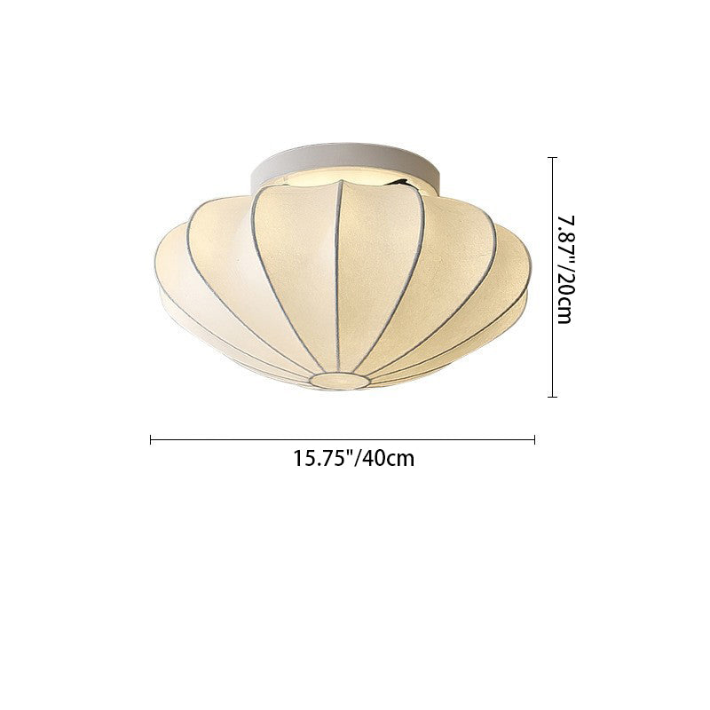 Traditional Japanese Dome Floral Artificial Silk Hardware 1/3-Light Semi-Flush Mount Ceiling Light For Living Room