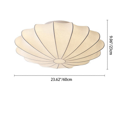 Traditional Japanese Dome Floral Artificial Silk Hardware 1/3-Light Semi-Flush Mount Ceiling Light For Living Room