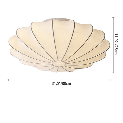 Traditional Japanese Dome Floral Artificial Silk Hardware 1/3-Light Semi-Flush Mount Ceiling Light For Living Room
